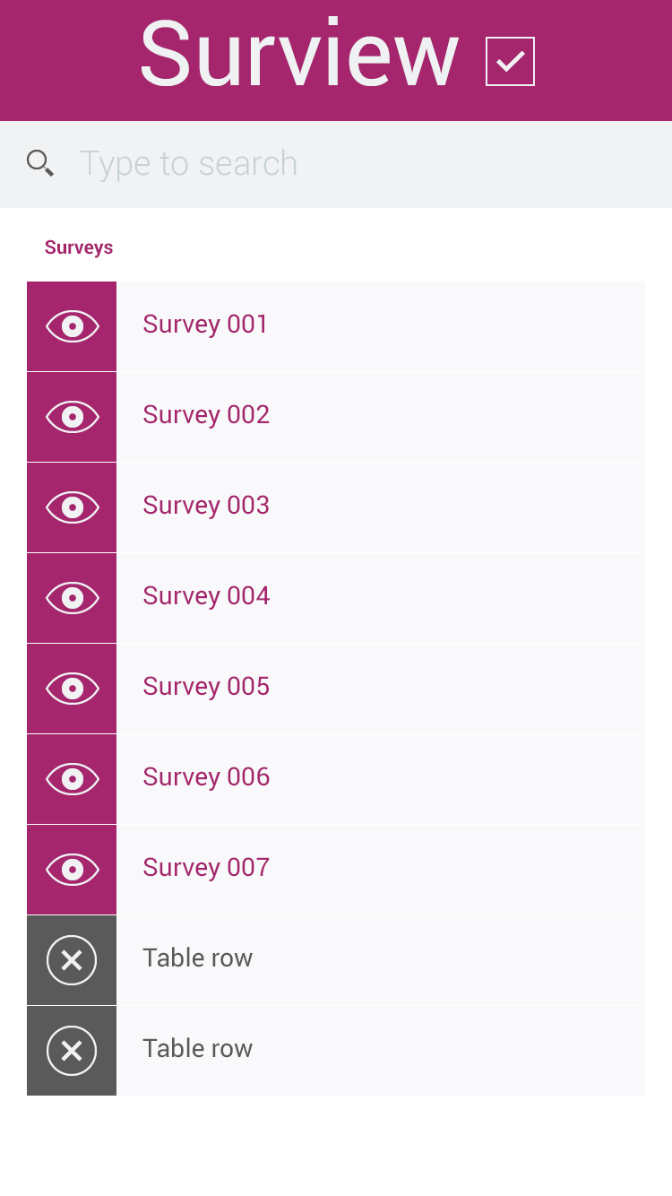 IBM survey app lijst